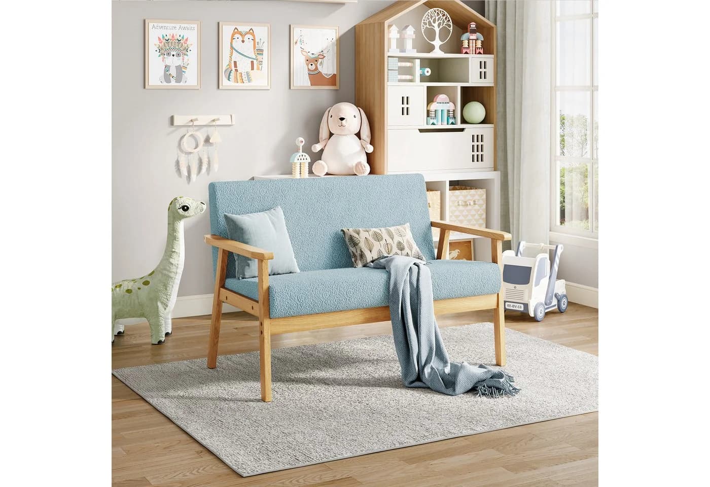 OUNUO 2-Sitzer Sofa Hellblau Skandinavisch Modern - Bild 4