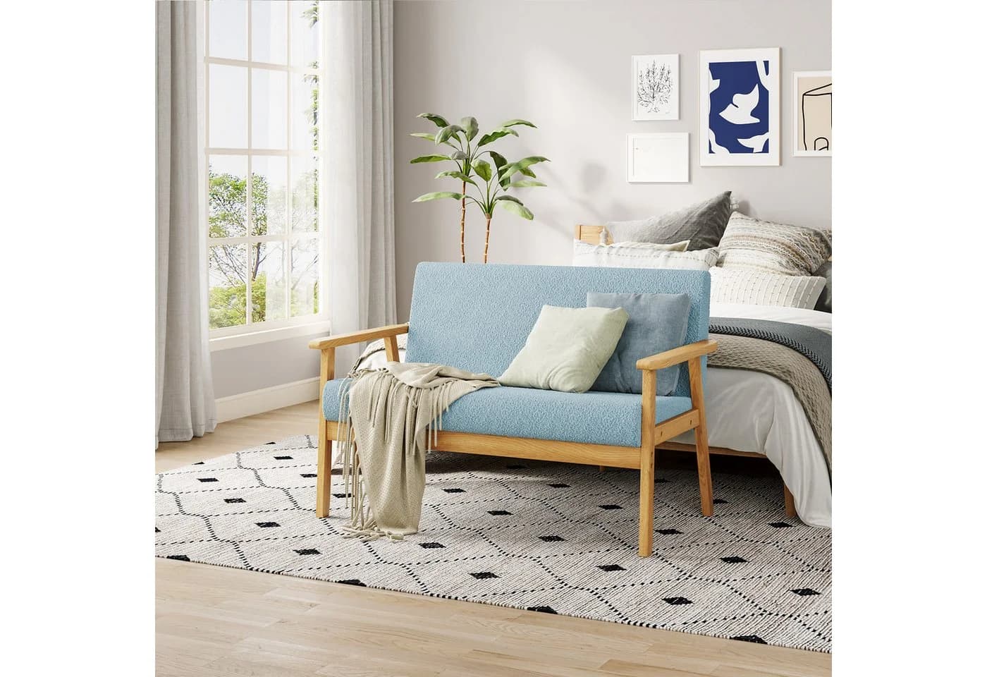 OUNUO 2-Sitzer Sofa Hellblau Skandinavisch Modern - Bild 5
