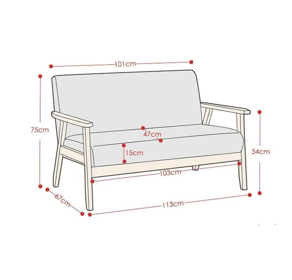 OUNUO 2-Sitzer Sofa Modern Skandinavisch Dunkelgrau - Bild 5