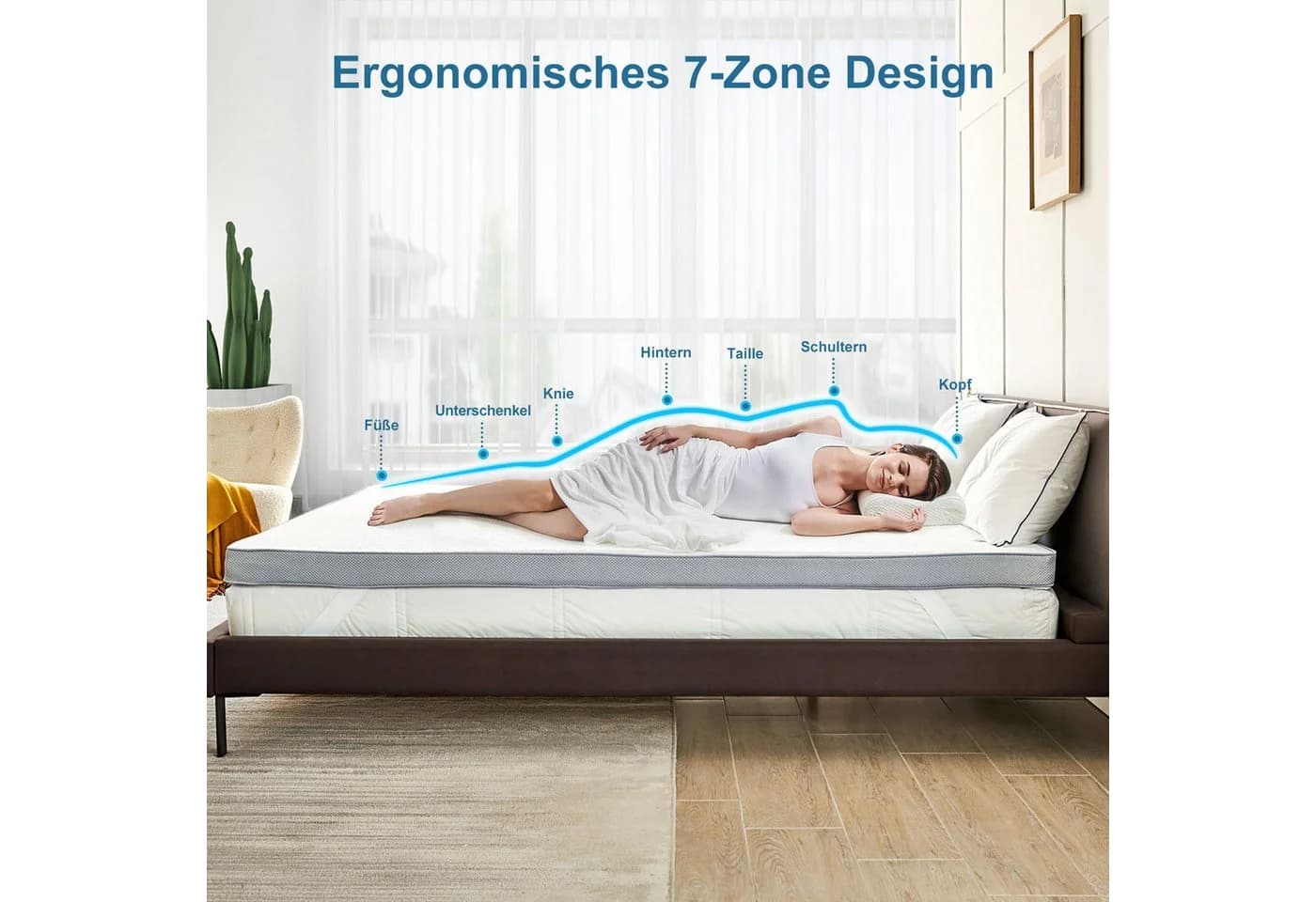 Vesgantti Matratzen Topper 7,5 cm Gel Memoryschaum H2-H3 90x200 cm - Bild 3