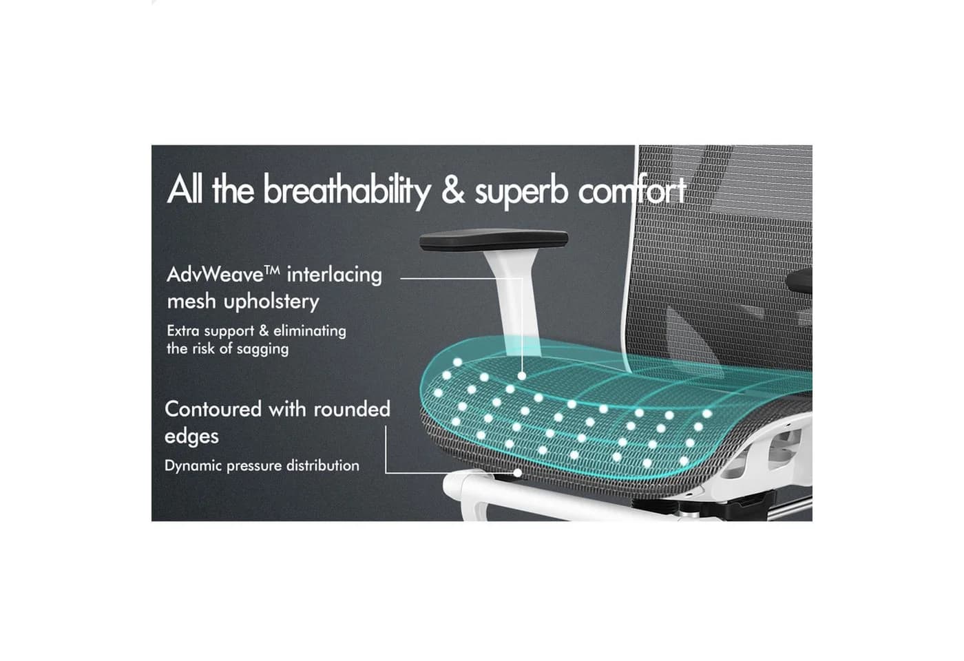 ALFORDSON Bürostuhl Ergonomischer Netzstuhl mit 3D-Armlehne Schwarz - Bild 5