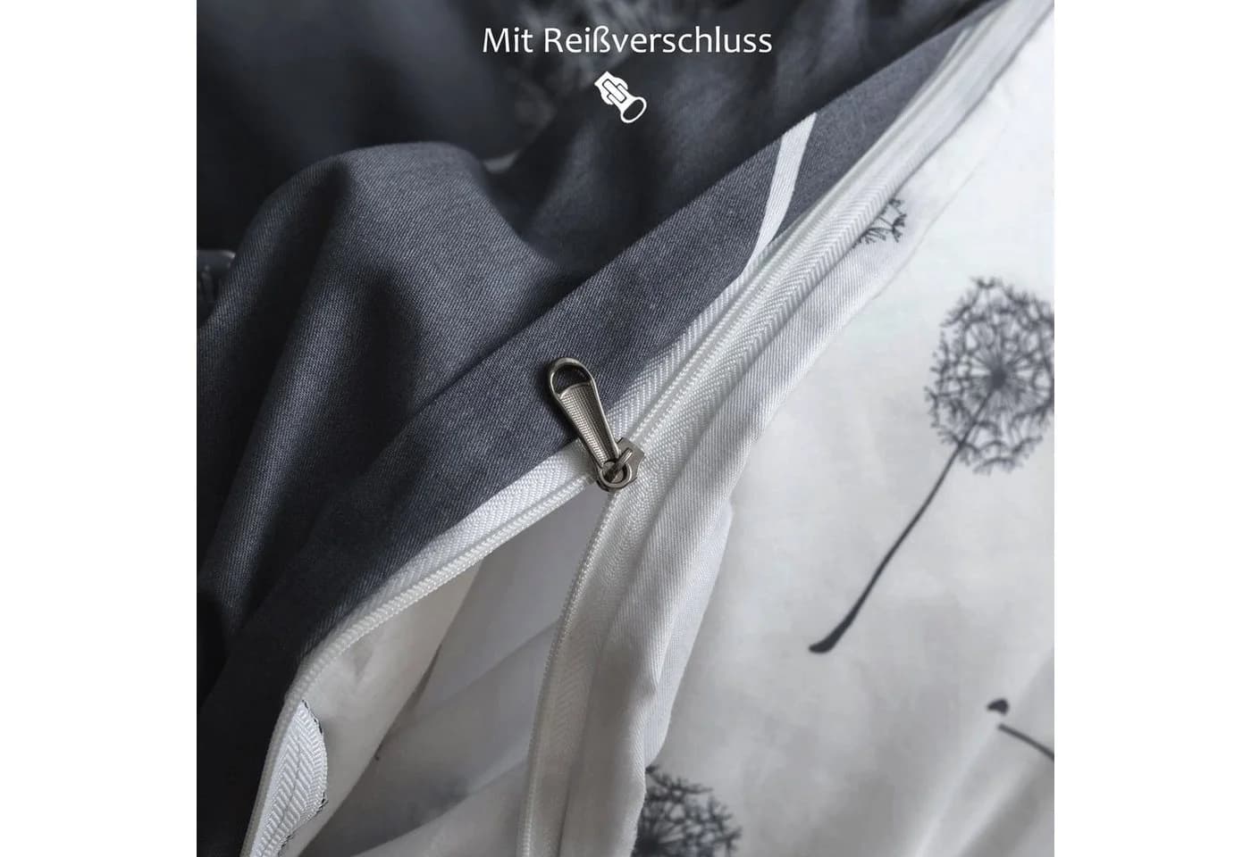 Gemusterte Baumwoll-Bettwäsche in Grau mit Wendefunktion - Bild 3