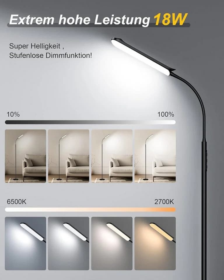 Lujasi LED Stehlampe 18W Dimmbar mit Fernbedienung - Bild 3