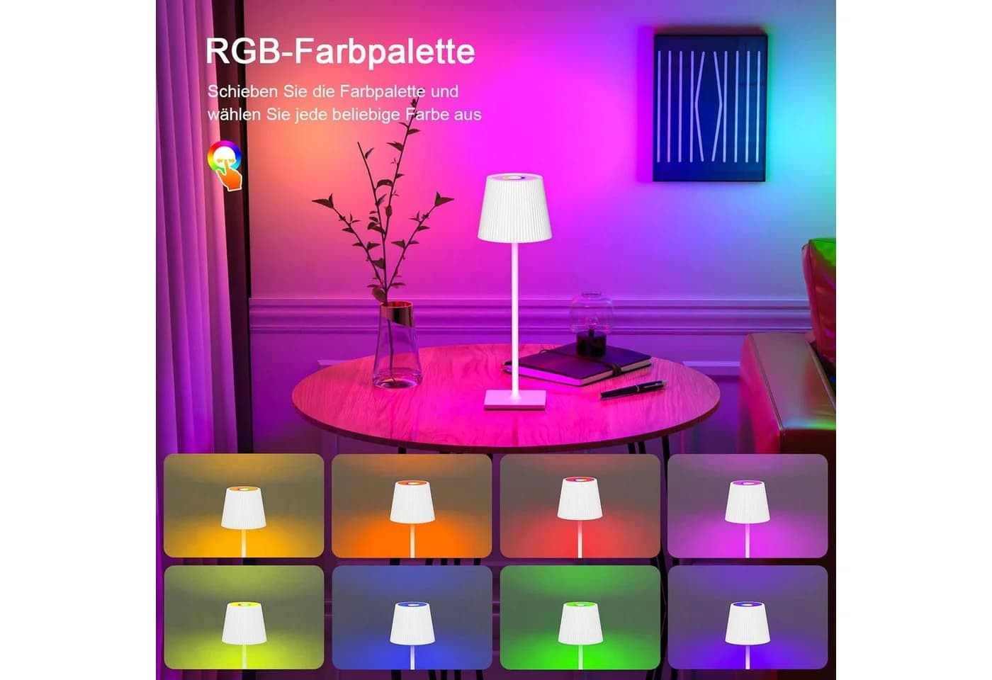 skelo LED Tischleuchte RGB 3 Farbtemperatur Dimmbar - Bild 3