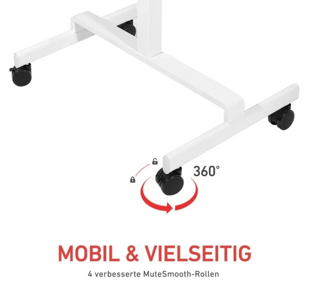 SUPERUN Stehschreibtisch höhenverstellbar weiß mit Rollen - Bild 5