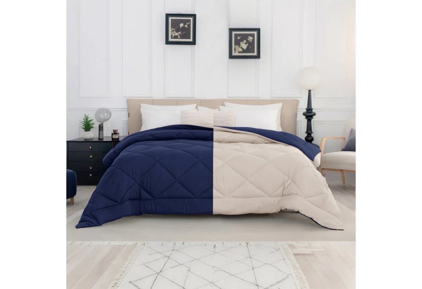 Good Nite Microfaserbettdecke Ganzjahresdecke Wende-Design Blau/Kaki - Bild 2