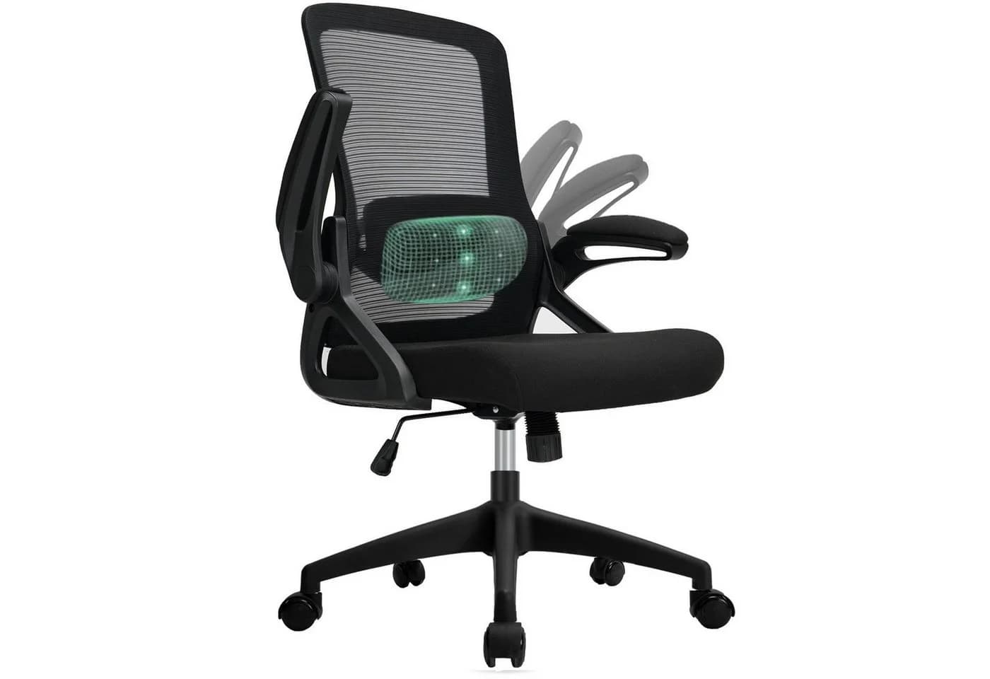 Milacyee Bürostuhl Ergonomisch mit Armlehnen, Wippfunktion, 150kg, Schwarz - Bild 2
