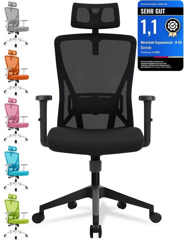 Ergonomischer Bürostuhl mit Netzbezug und Rollen - Bild 2