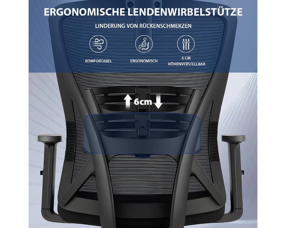Ergonomischer Bürostuhl mit Netzbezug und Rollen - Bild 5