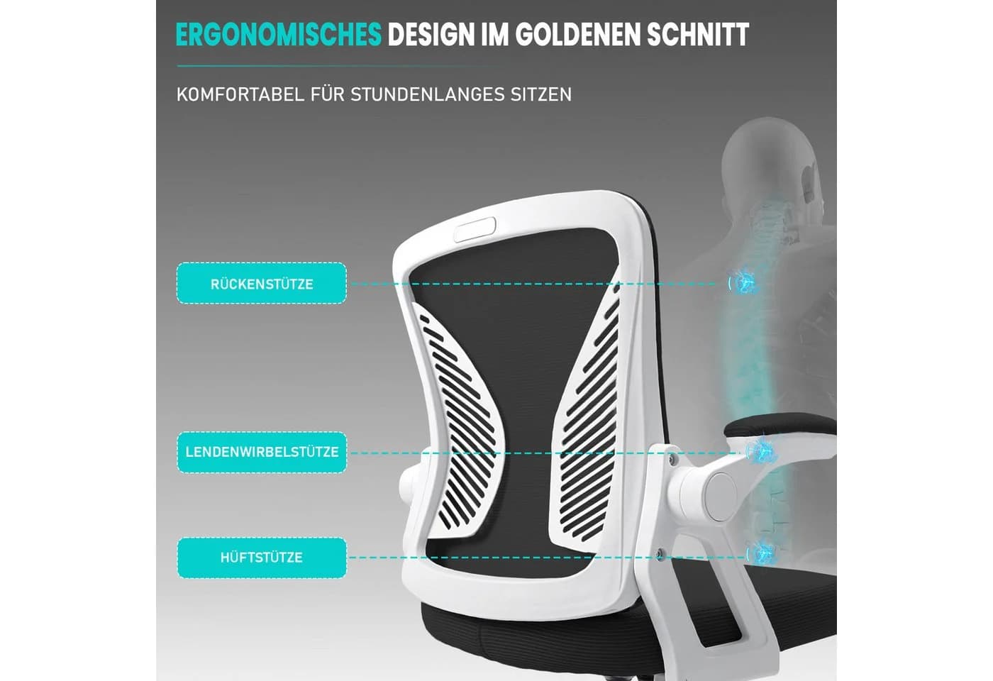 Milacyee Bürostuhl Ergonomisch Stuhl mit verstellbaren Armlehnen