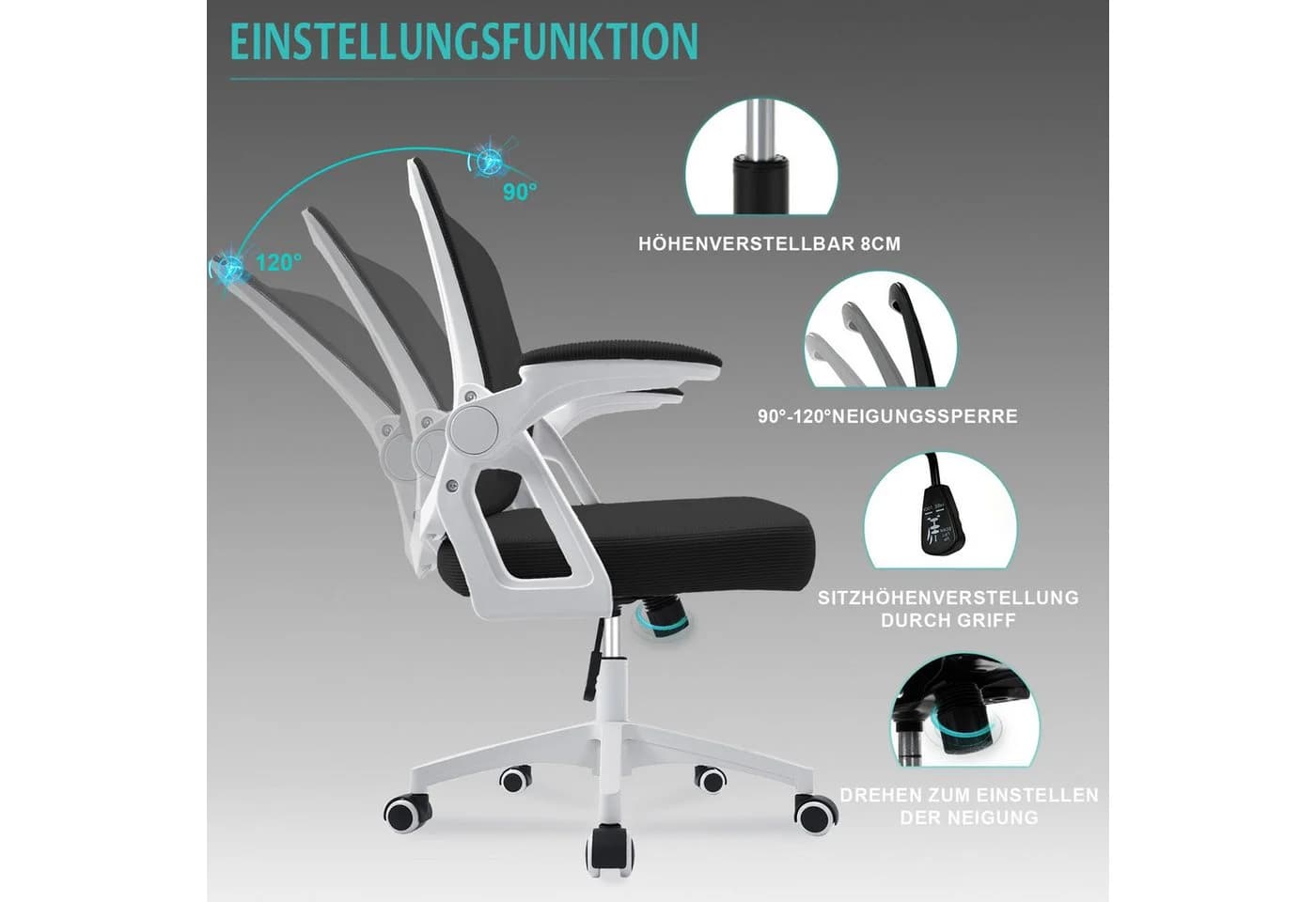 Milacyee Bürostuhl Ergonomisch Stuhl mit verstellbaren Armlehnen - Bild 3