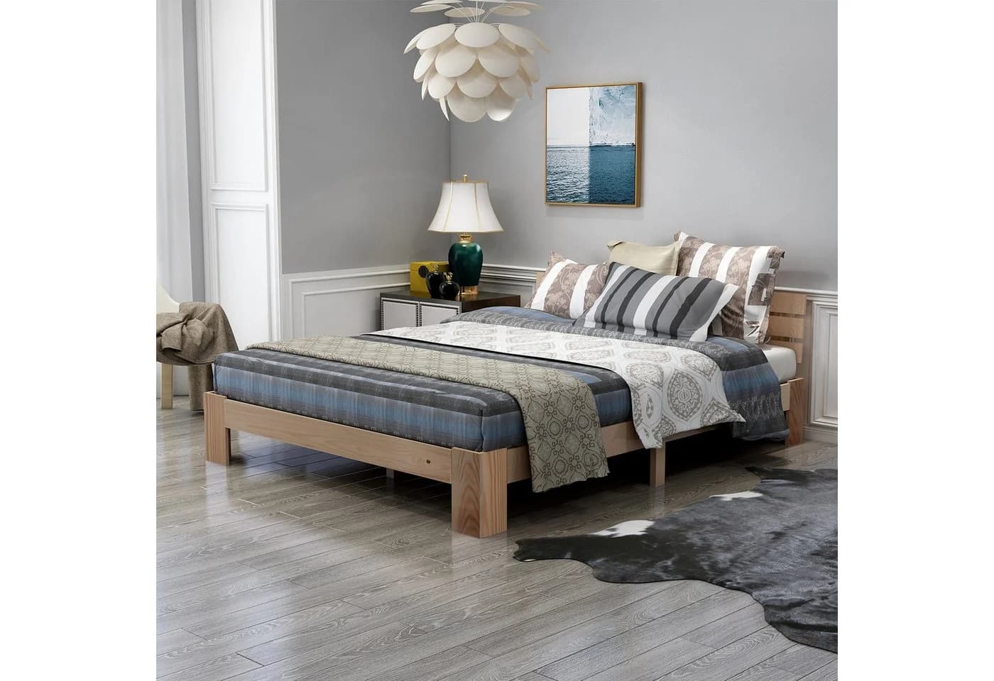 KLAM HOME Bettgestell Doppelbett Massivholz 140x200 cm - Bild 2