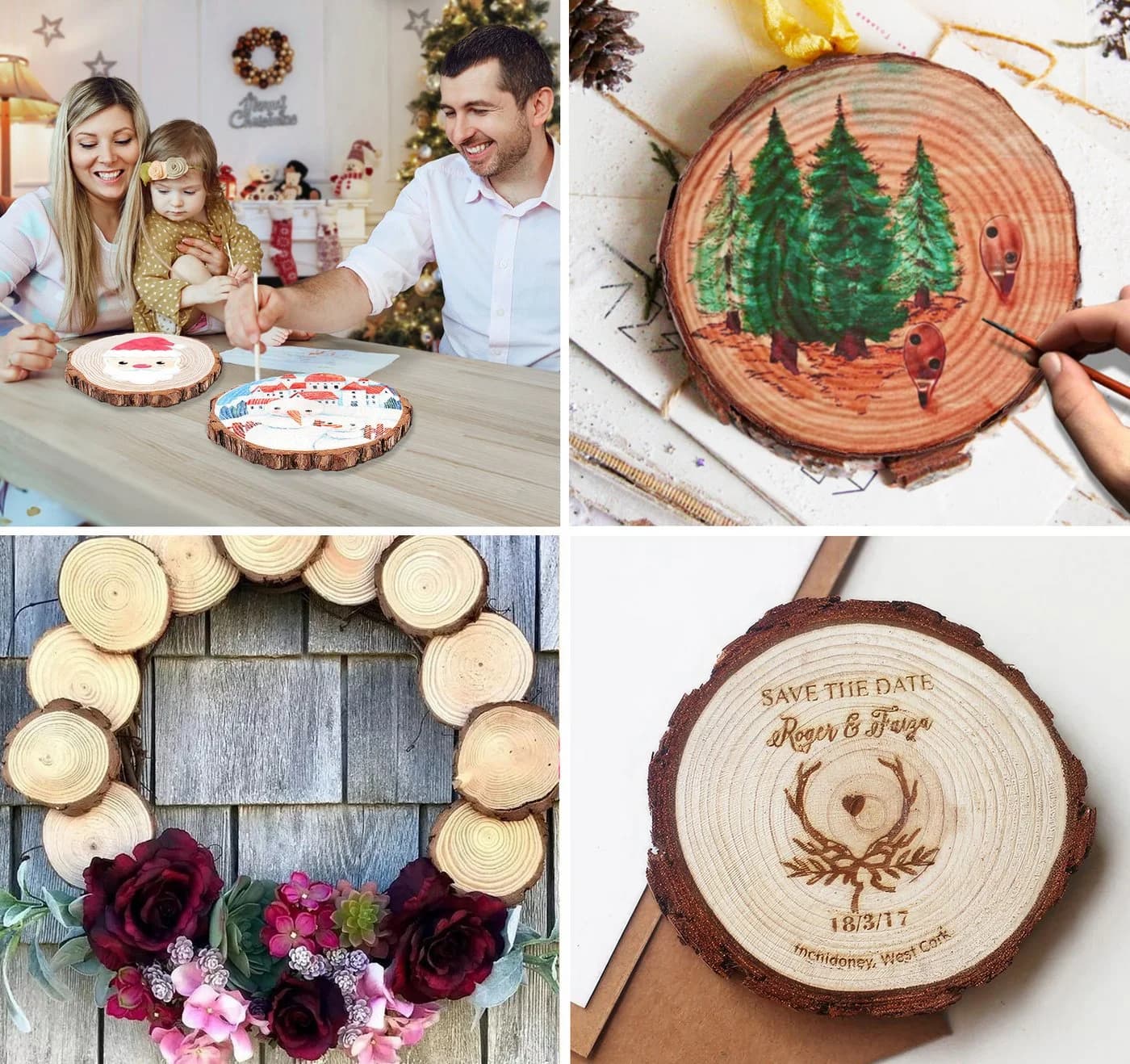 ElitVita Rindenscheiben Holzscheiben Baumscheiben, Ø10-28cm, Holzscheiben zum Basteln, (6-tlg), Runde holzscheiben für DIY Handwerk Hochzeit Weihnachten Dekoration - Bild 5
