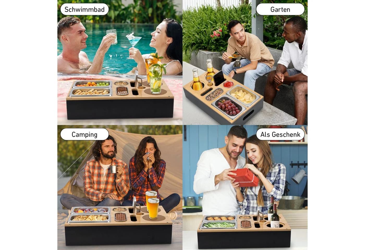 ElitVita Tabletttisch Couchbar Sofatablett Snackbox mit Snackschalen Saucenschalen - Bild 3