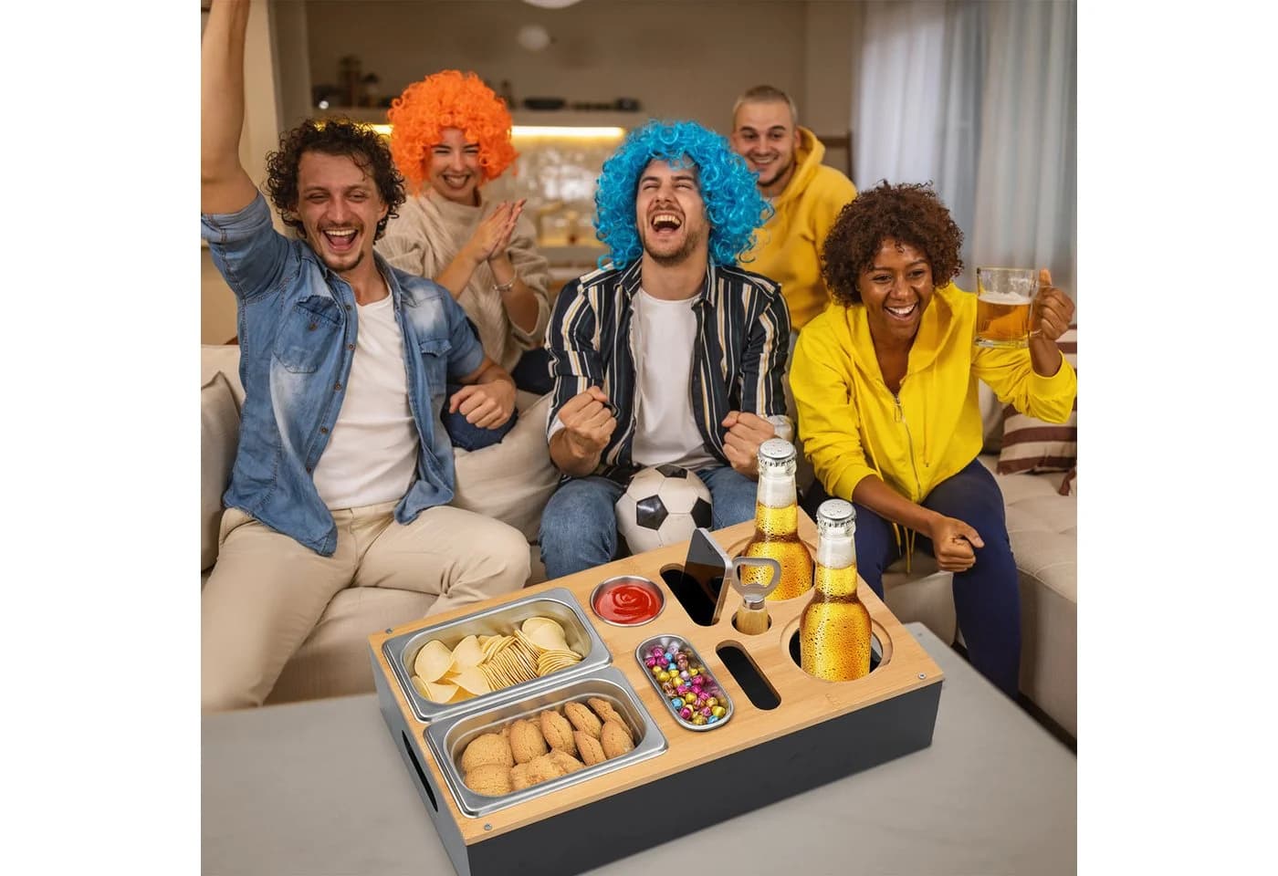 ElitVita Tabletttisch Couchbar Sofatablett Snackbox mit Snackschalen Saucenschalen - Bild 4