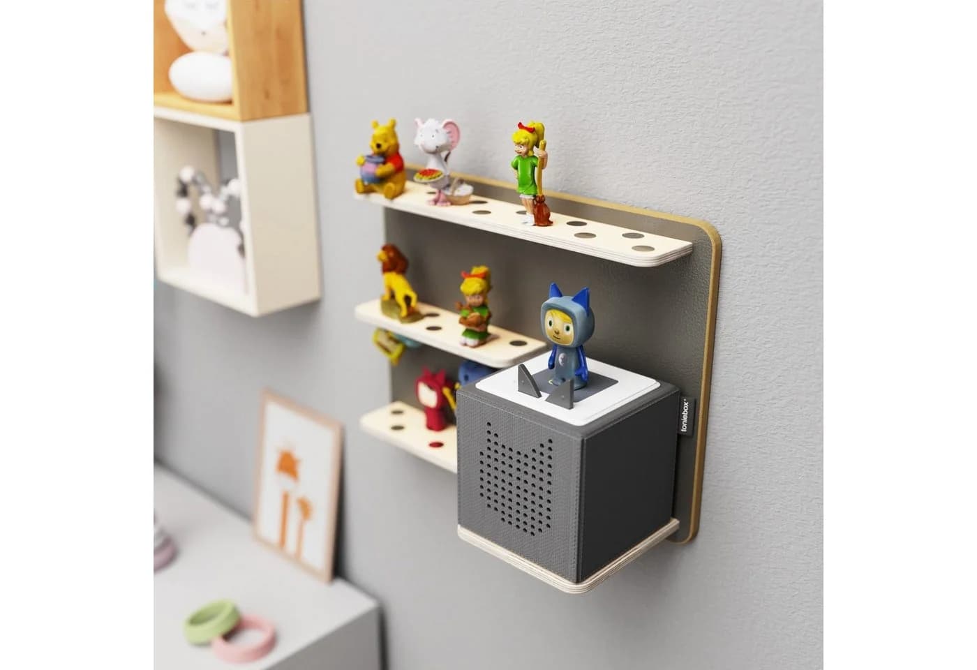 Holzura Kinderregal für Toniebox und Toniefiguren Grau - Bild 4