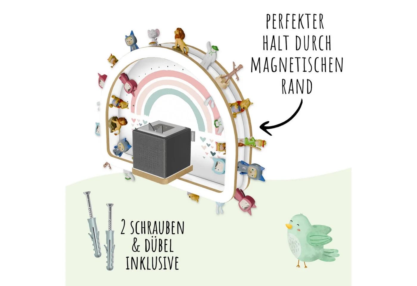 Holzura Tonie Regal Regenbogen mit magnetischem Rahmen für Toniefiguren - Bild 4
