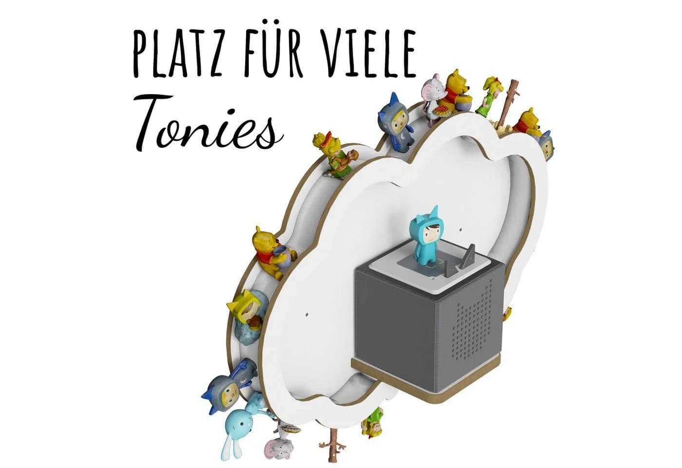 Holzura Tonieregal Wolke aus Massivholz für Toniebox & Figuren