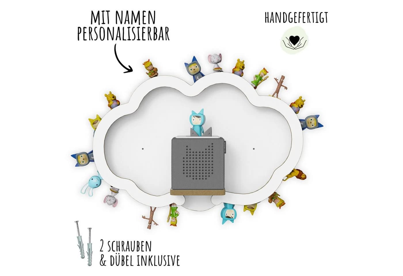 Holzura Tonieregal Wolke aus Massivholz für Toniebox & Figuren - Bild 5