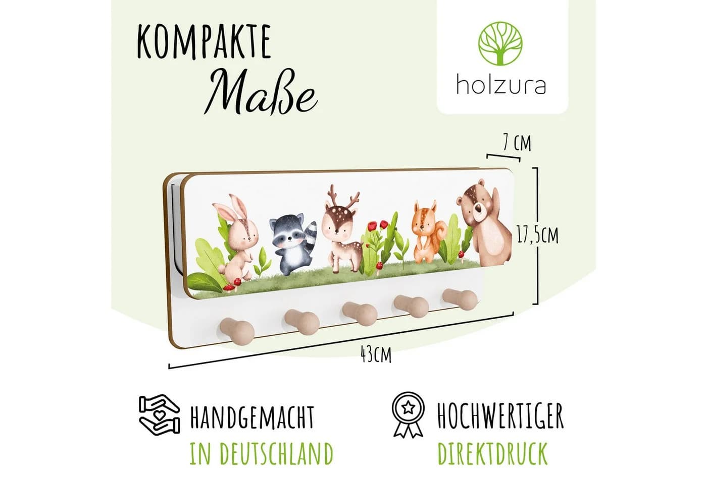 Holzura Kindergarderobe aus Holz mit Ablage und magnethaftendem Rahmen - Bild 3