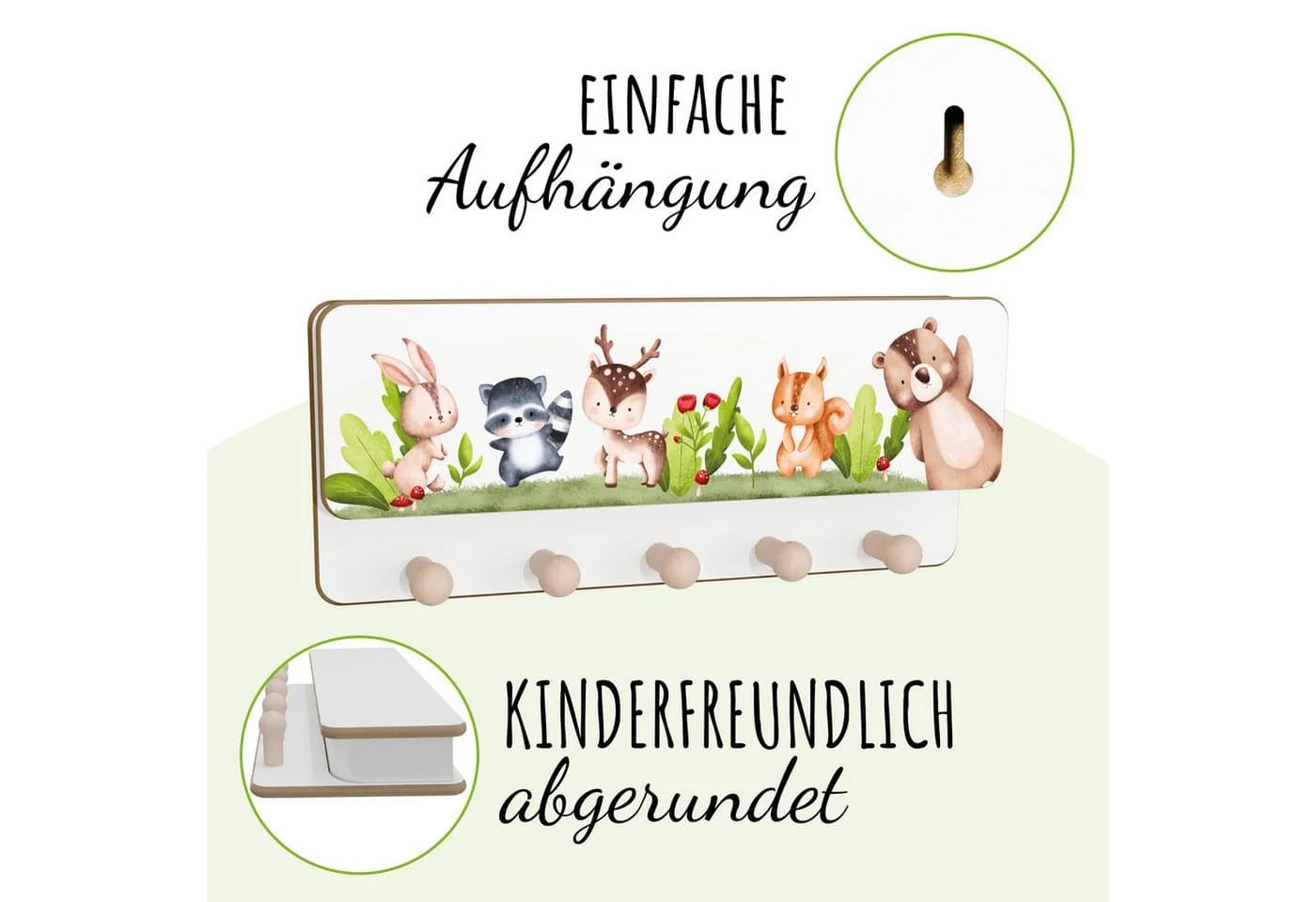 Holzura Kindergarderobe aus Holz mit Ablage und magnethaftendem Rahmen - Bild 5