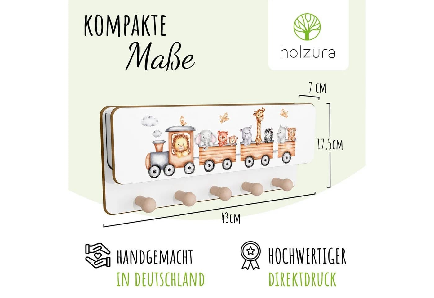 Holzura Kindergarderobe aus Holz mit Ablage und magnethaftendem Rahmen - Bild 3