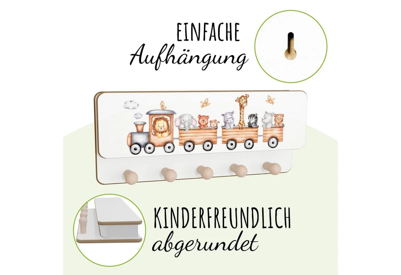 Holzura Kindergarderobe aus Holz mit Ablage und magnethaftendem Rahmen - Bild 5