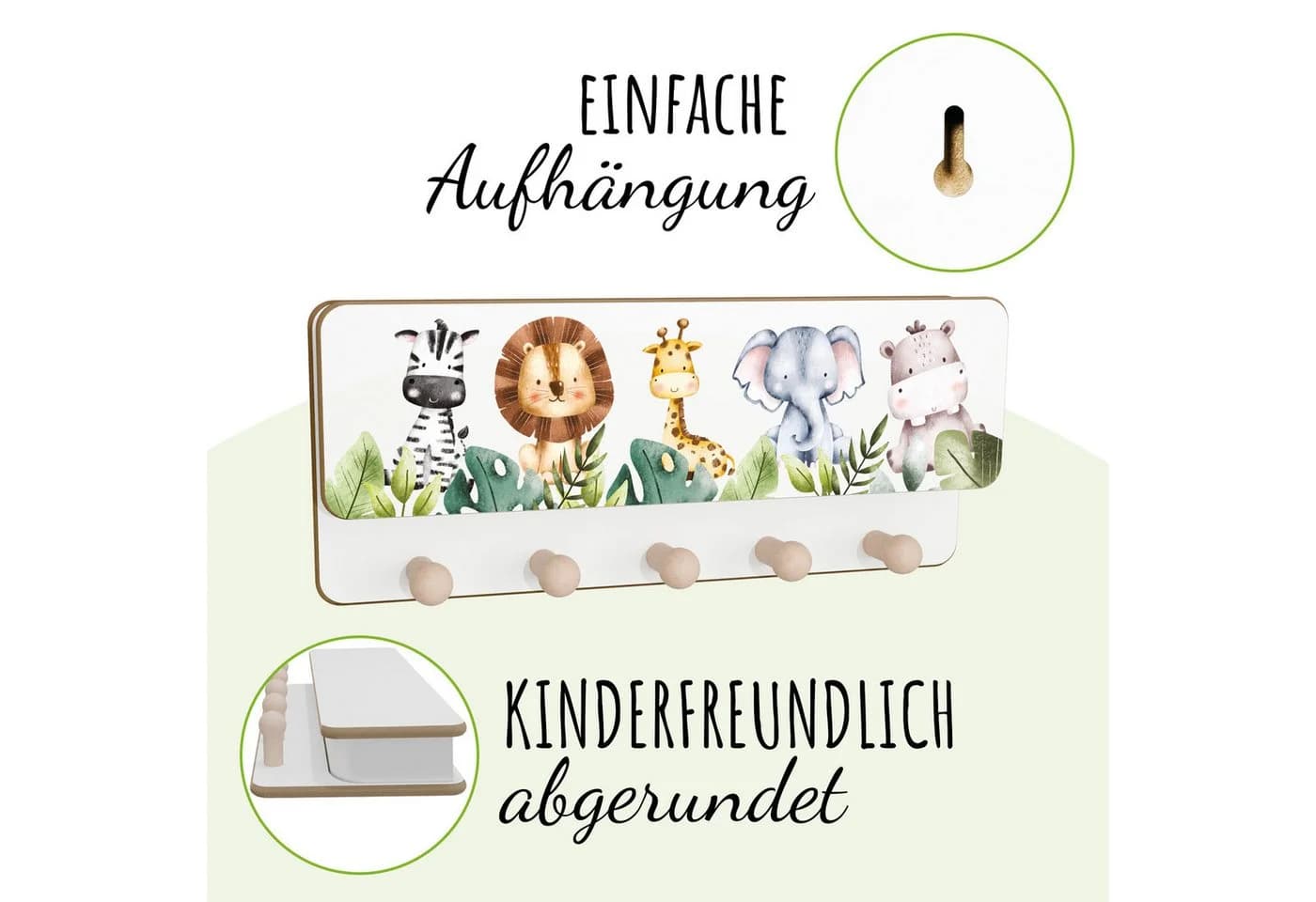 Holzura Kindergarderobe aus Holz mit Ablage und magnethaftendem Rahmen - Bild 5