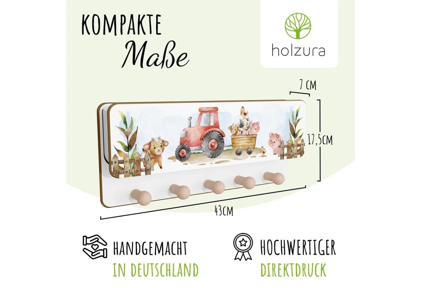 Holzura Kindergarderobe aus Holz mit Ablage und magnethaftendem Rahmen - Bild 3