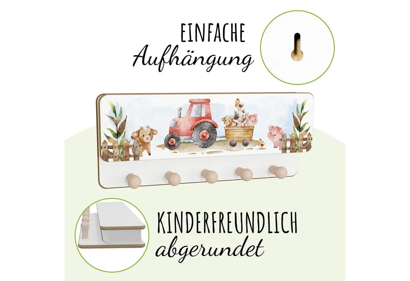 Holzura Kindergarderobe aus Holz mit Ablage und magnethaftendem Rahmen - Bild 5
