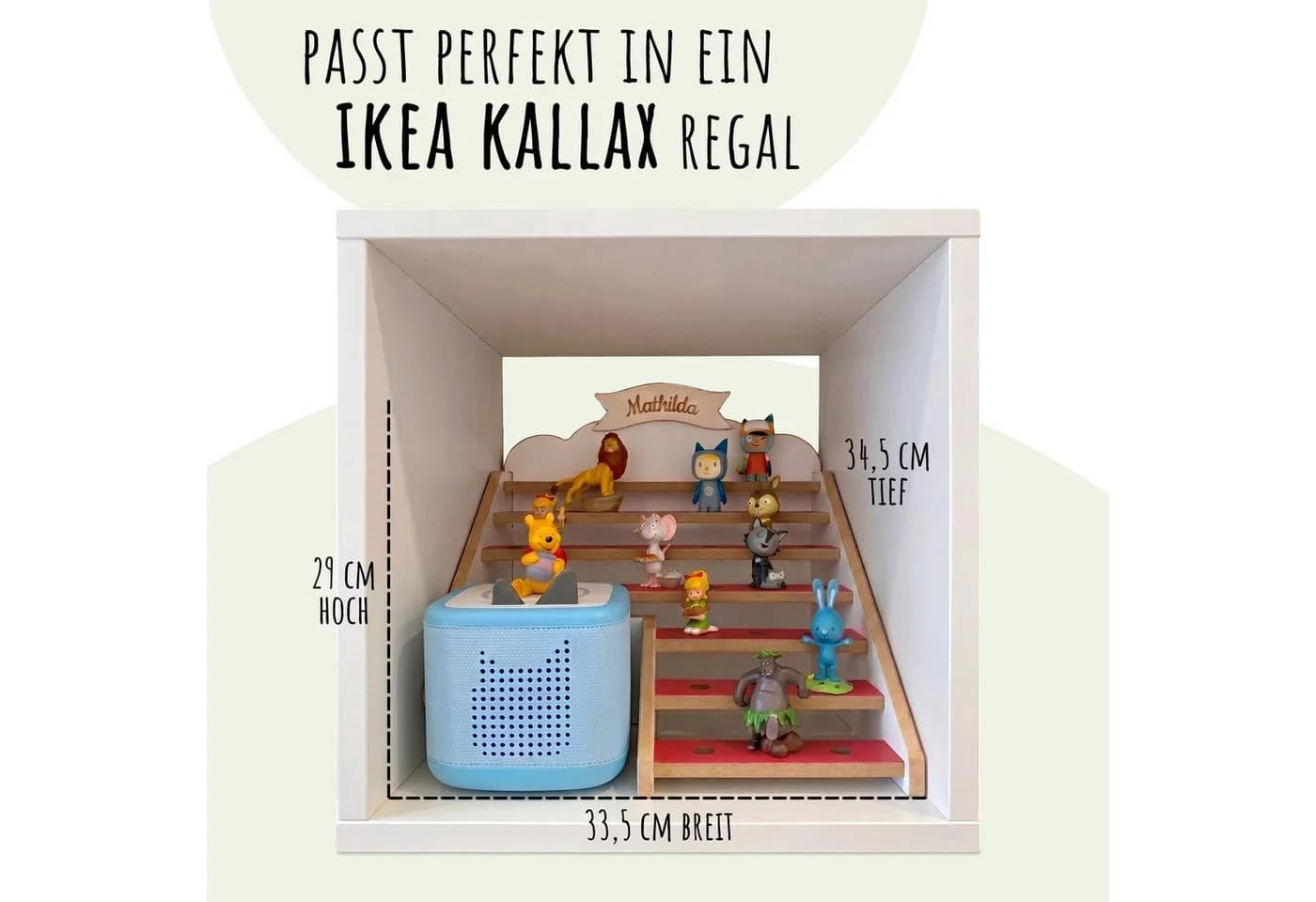 Holzura Kinderregal Tonie Regal für IKEA KALLAX – magnetisch – rot - Bild 3