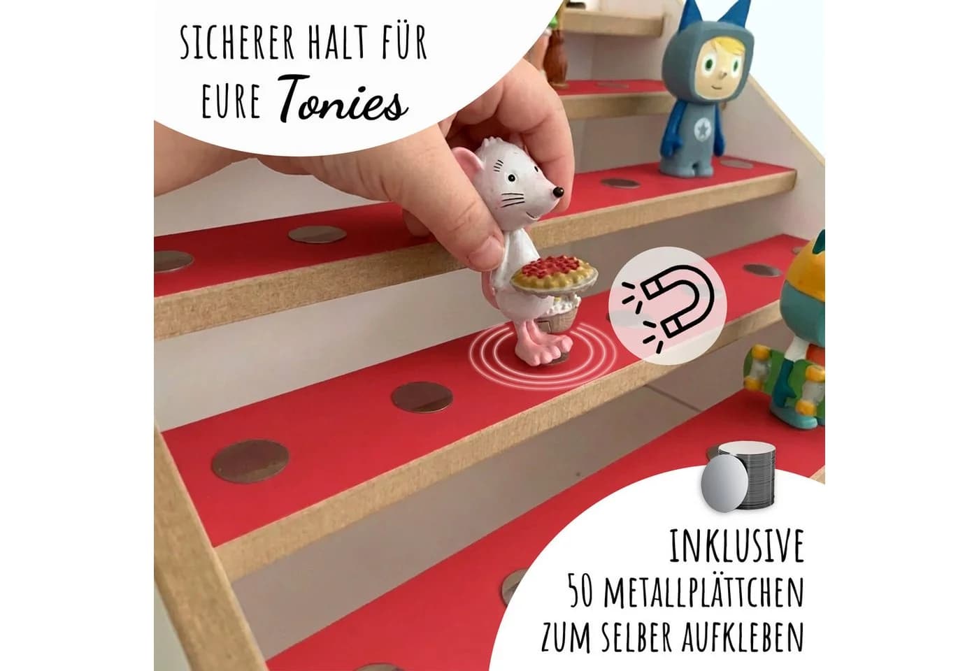 Holzura Kinderregal Tonie Regal für IKEA KALLAX – magnetisch – rot - Bild 4