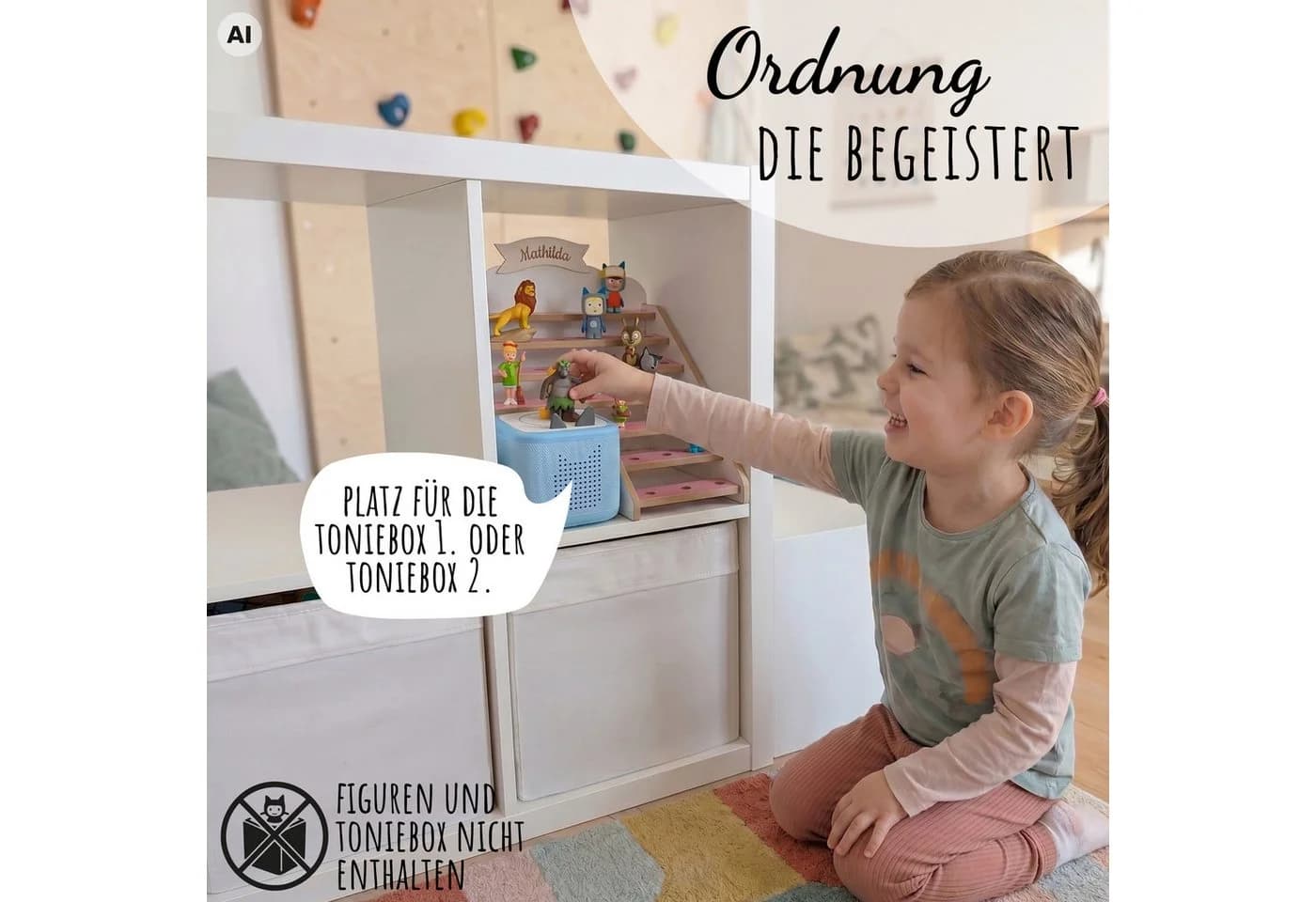 Holzura Kinderregal Tonie Regal für IKEA KALLAX – magnetisch – rot - Bild 5