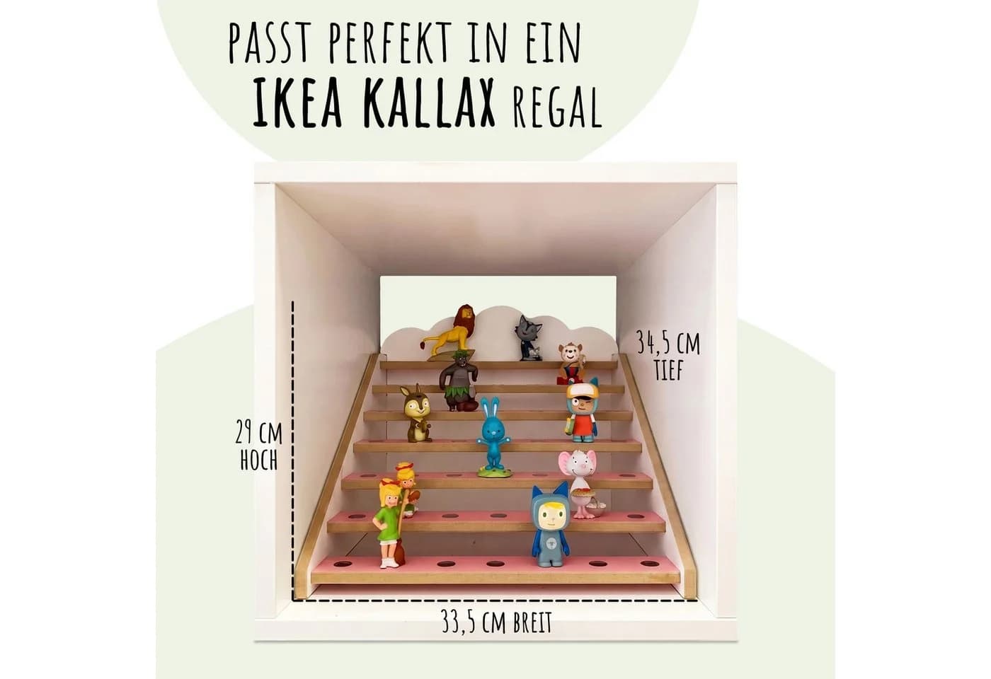 Holzura Kinderregal Tonie Regal für IKEA KALLAX – magnetisch – rosa - Bild 3