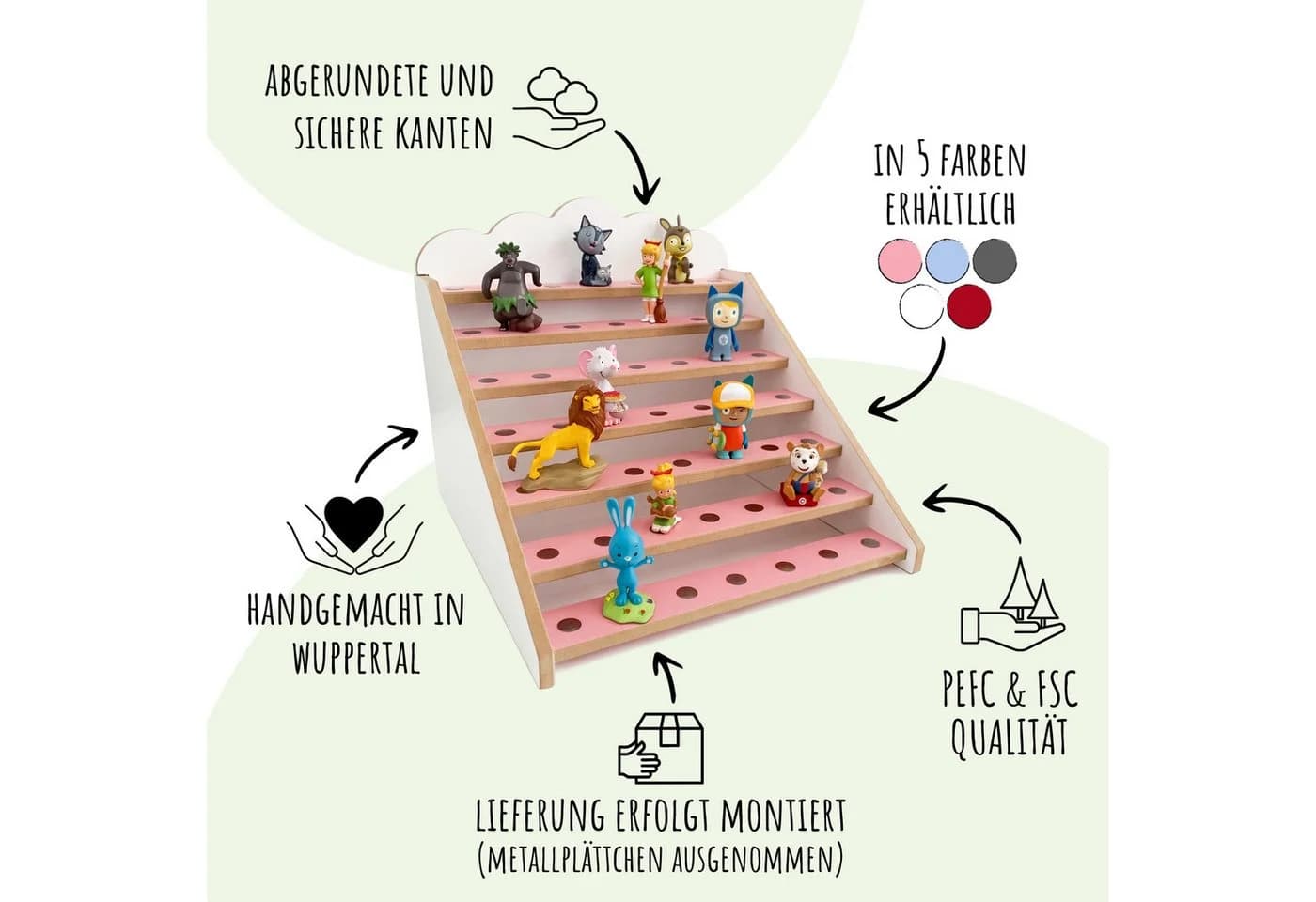 Holzura Kinderregal Tonie Regal für IKEA KALLAX – magnetisch – rosa - Bild 4