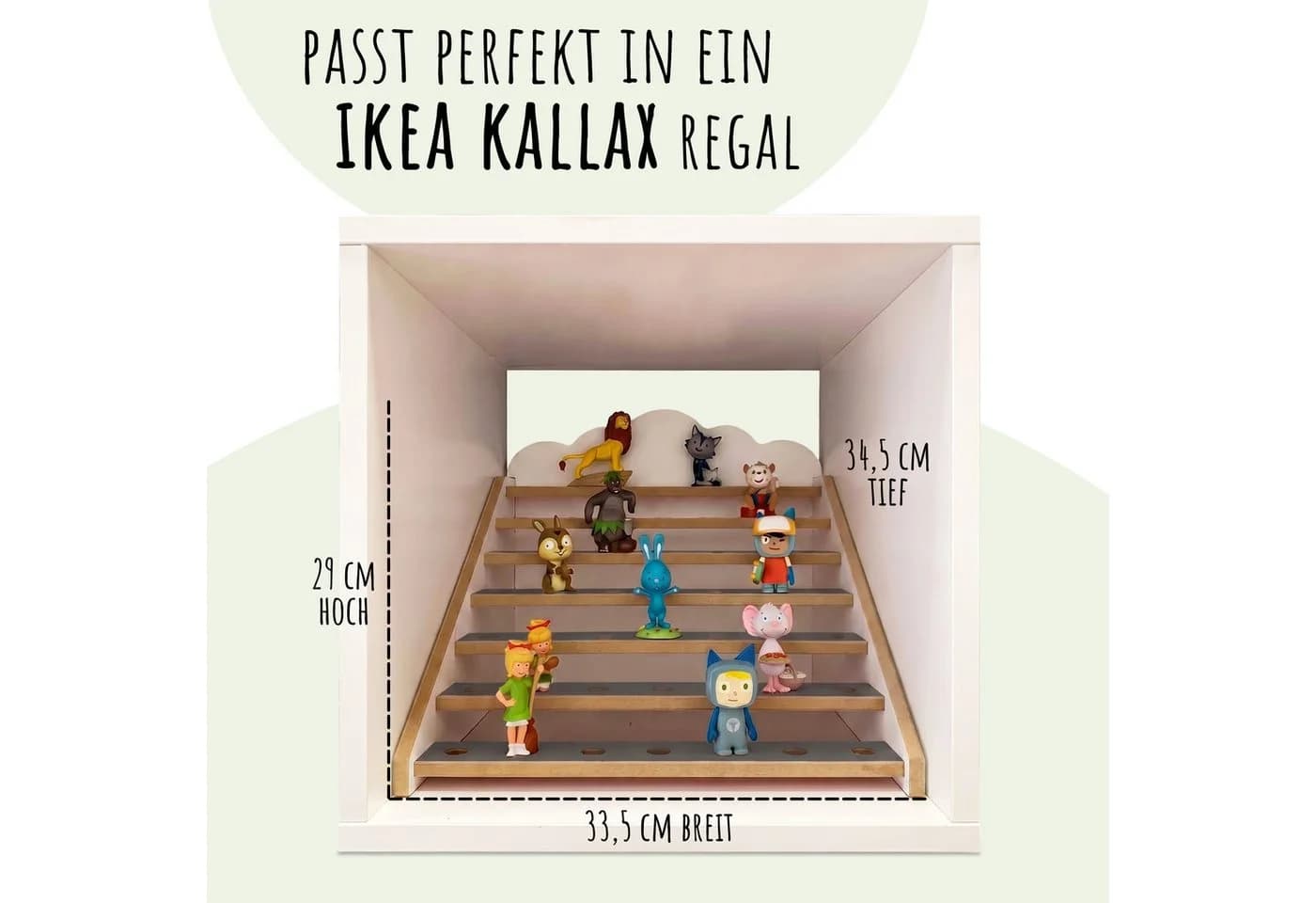 Holzura Kinderregal Tonie Regal für IKEA KALLAX – magnetisch – grau - Bild 3