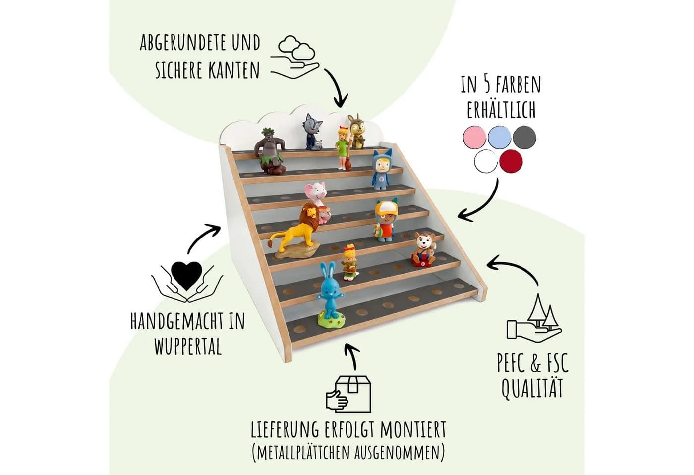 Holzura Kinderregal Tonie Regal für IKEA KALLAX – magnetisch – grau - Bild 4