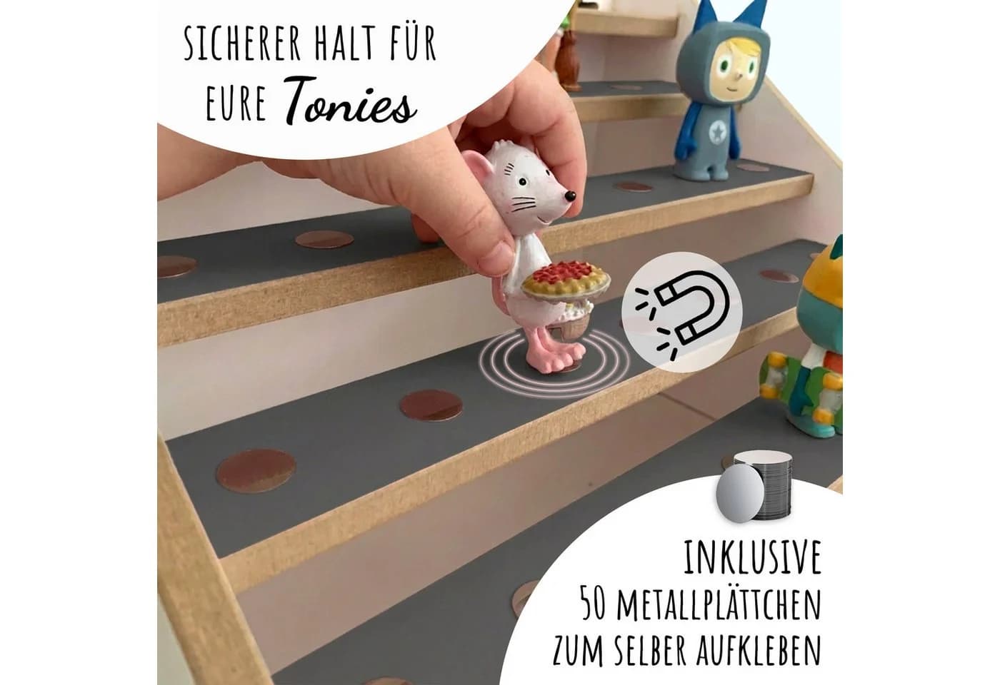 Holzura Kinderregal Tonie Regal für IKEA KALLAX – magnetisch – grau - Bild 5