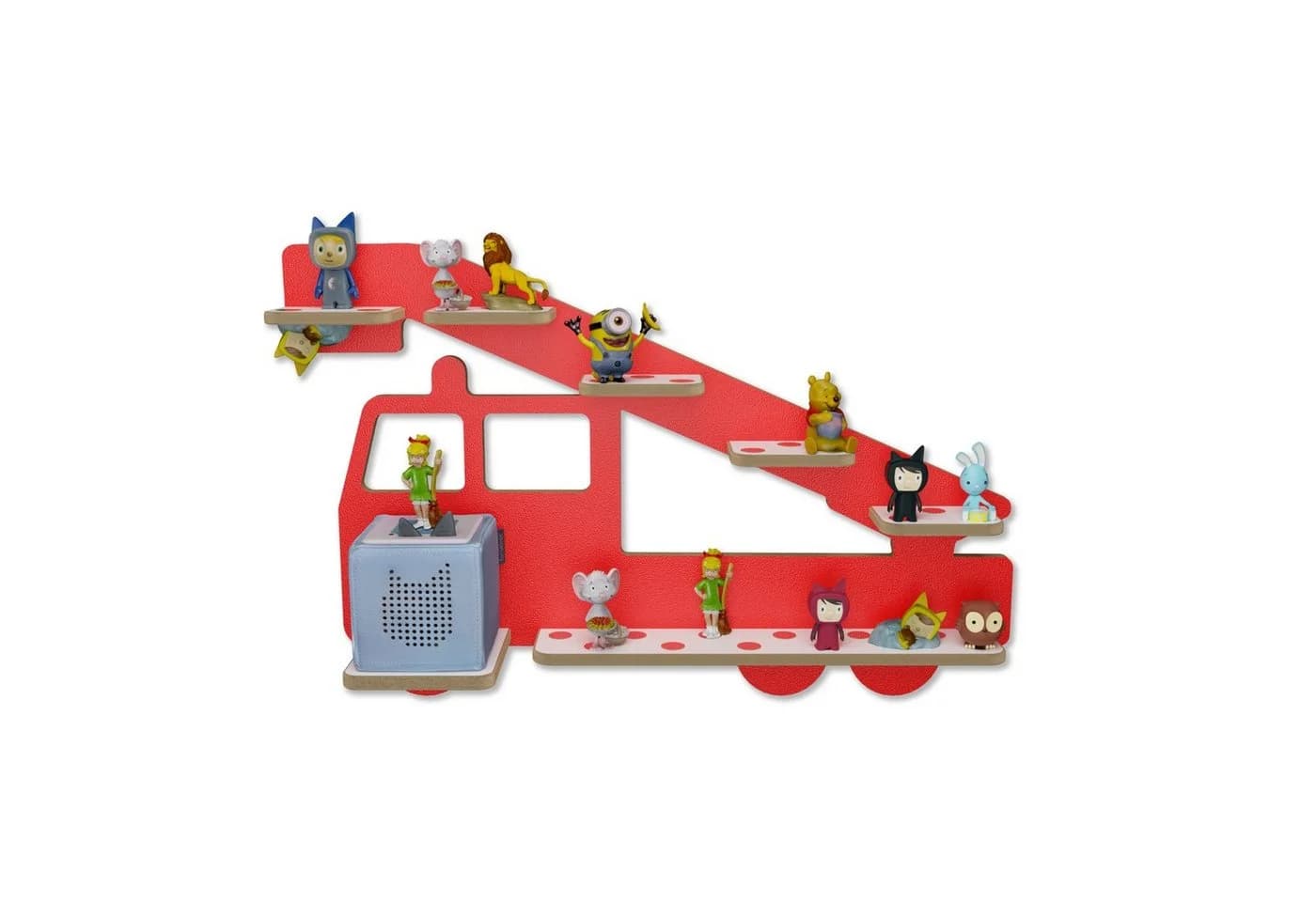 Holzura Kinderregal Tonieregal Feuerwehr Design für Toniebox und Figuren - Bild 2