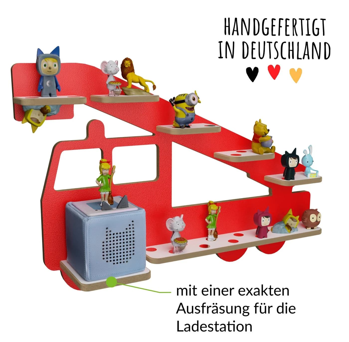 Holzura Kinderregal Tonieregal Feuerwehr Design für Toniebox und Figuren - Bild 3