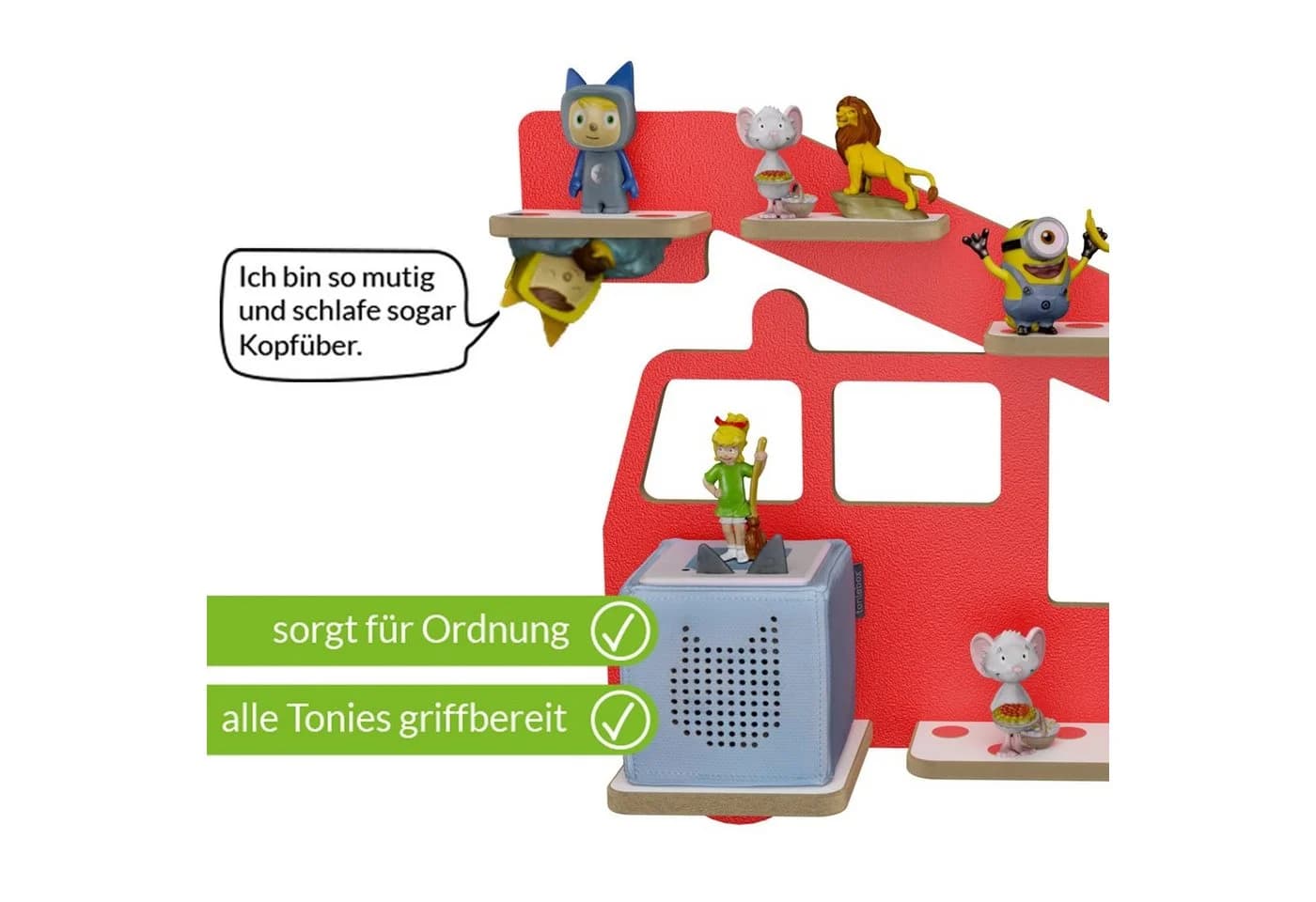 Holzura Kinderregal Tonieregal Feuerwehr Design für Toniebox und Figuren - Bild 4