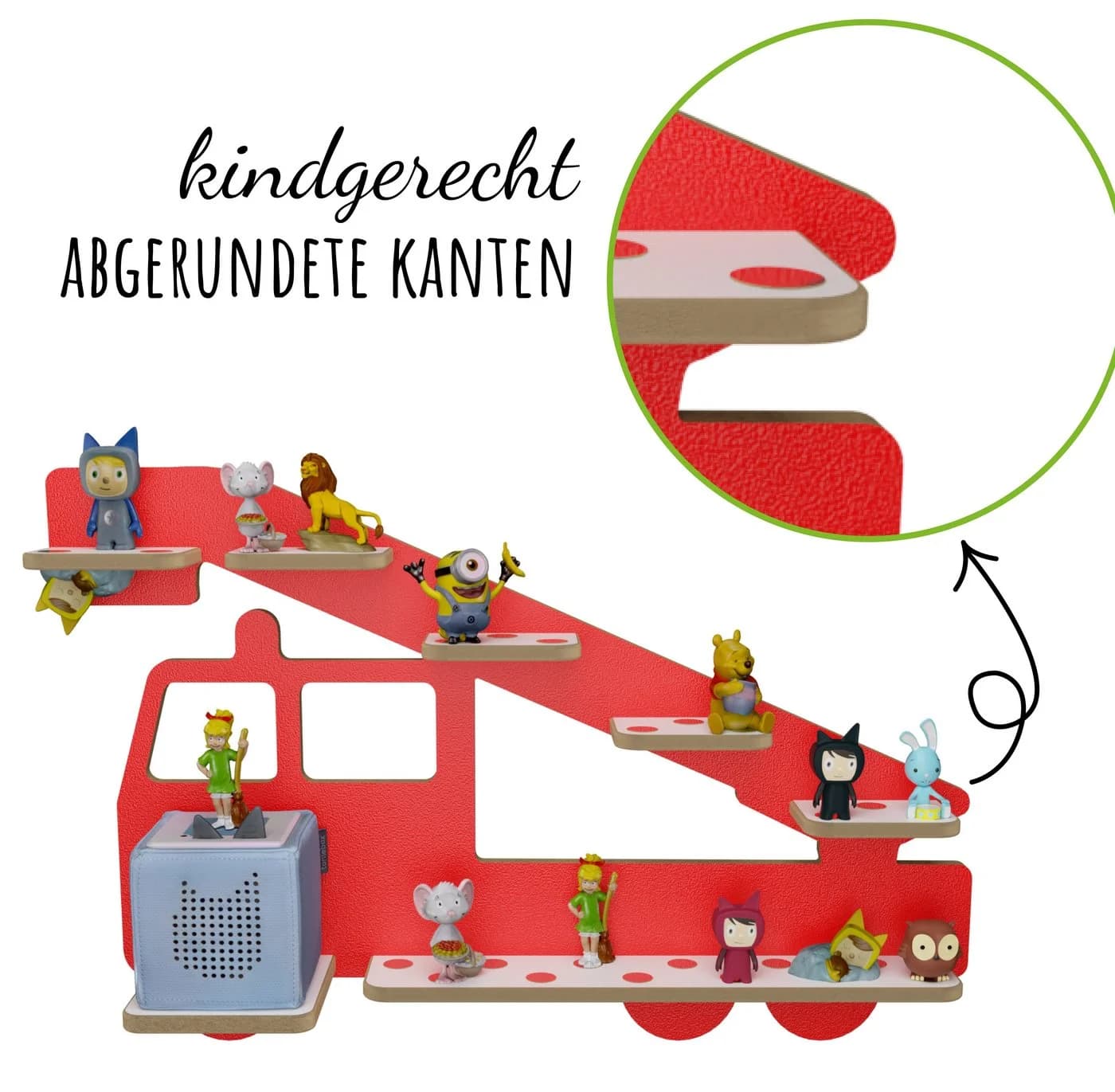 Holzura Kinderregal Tonieregal Feuerwehr Design für Toniebox und Figuren - Bild 5