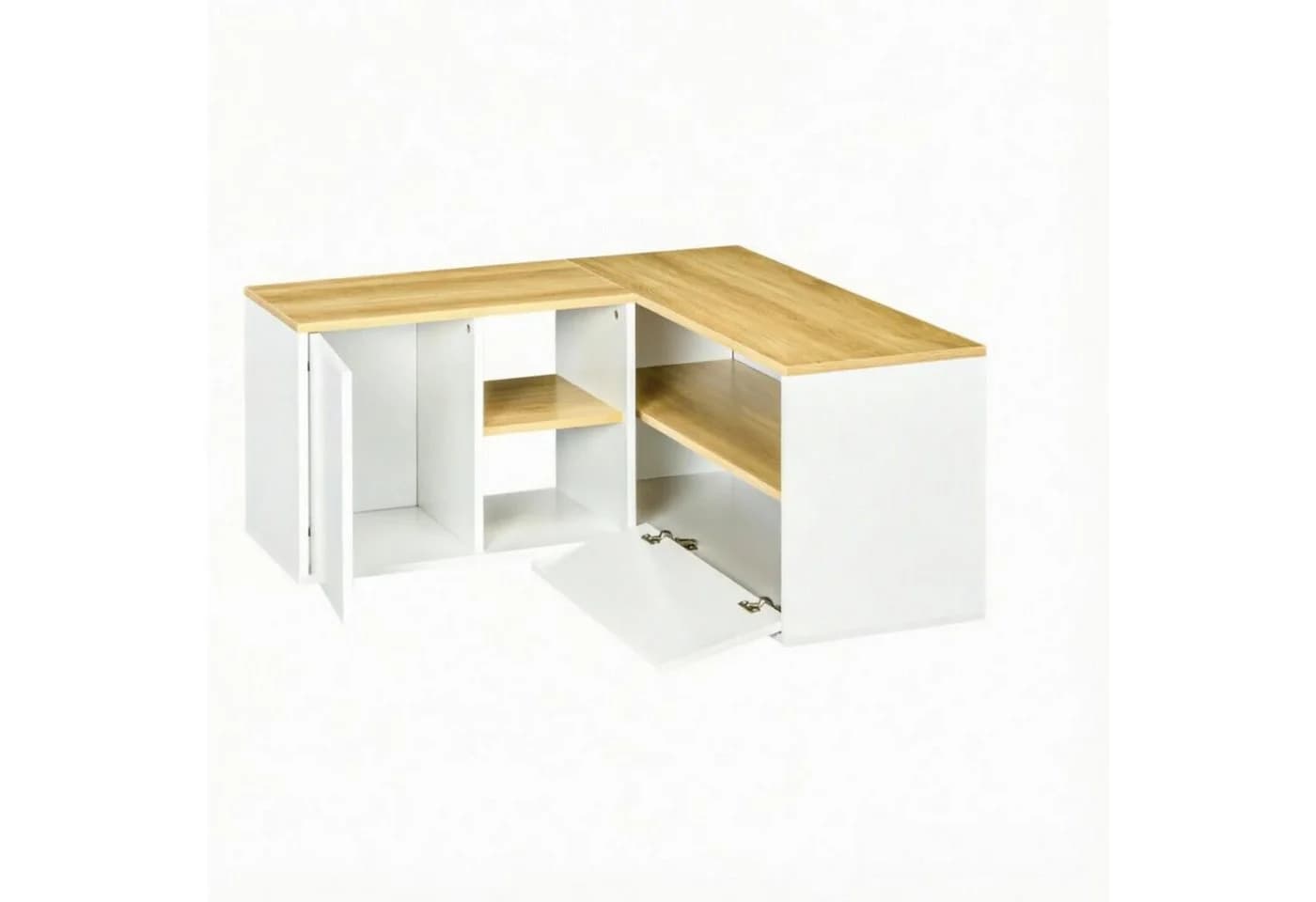 Fine Life Pro TV-Schrank Lowboard L-förmig Weiß/Lichtholz - Bild 5