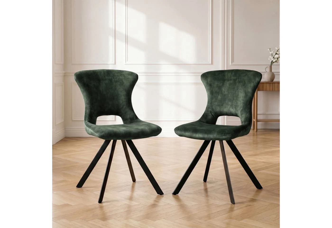 Jiexi Esszimmerstuhl Premium Flanell Grün Modernes Design - Bild 2