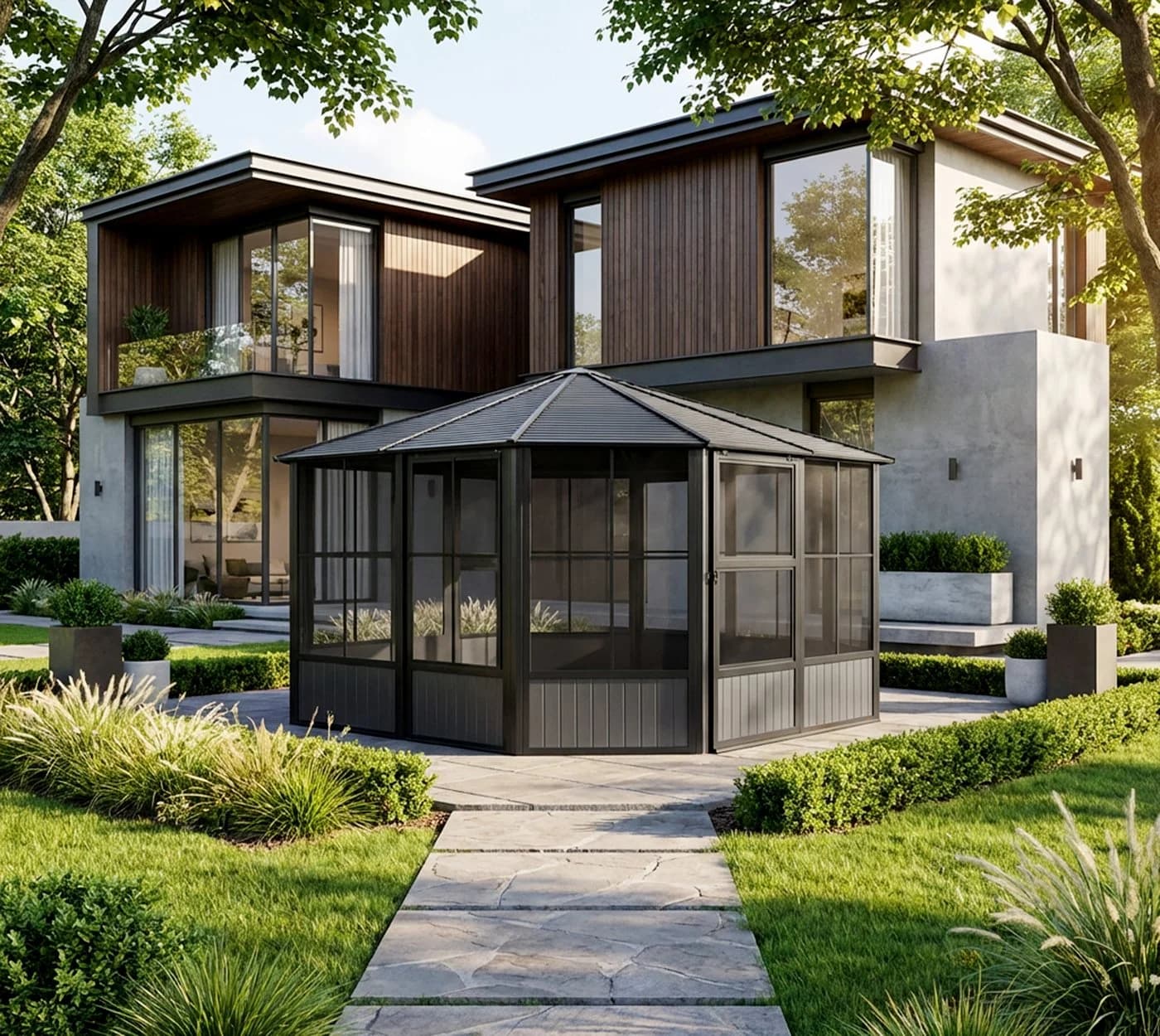 Pavillon SOJAG Charleston 12x12 Anthrazit Aluminium - Bild 4