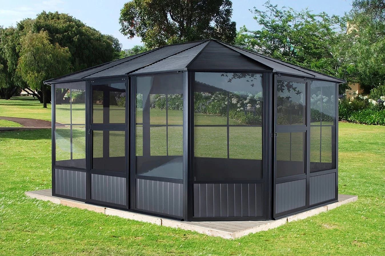 Pavillon SOJAG Charleston 12x12 Anthrazit Aluminium - Bild 5