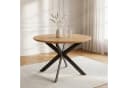 Jiexi Esstisch ausziehbar rund zu oval MDF-Platte mit X-Metallgestell Bild 1