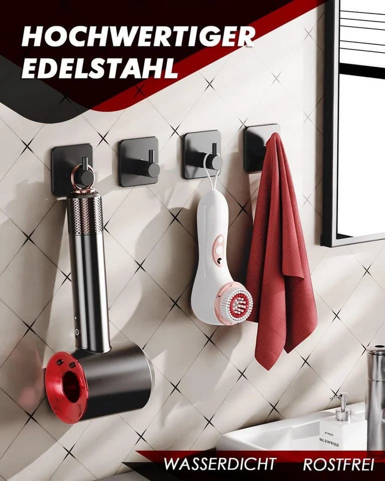 Refined Living Handtuchhaken 10er Set Selbstklebend Edelstahl