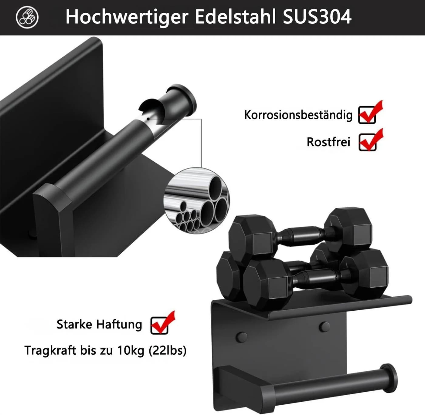 Moderner Selbstklebender Toilettenpapierhalter aus 304-Edelstahl
