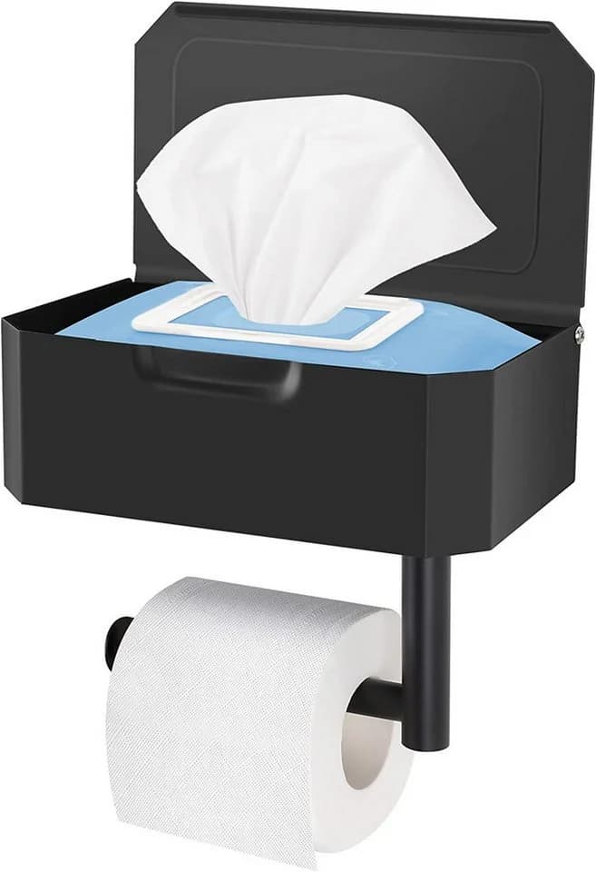 Moderner Toilettenpapierhalter aus Edelstahl, Schwarz - Bild 2